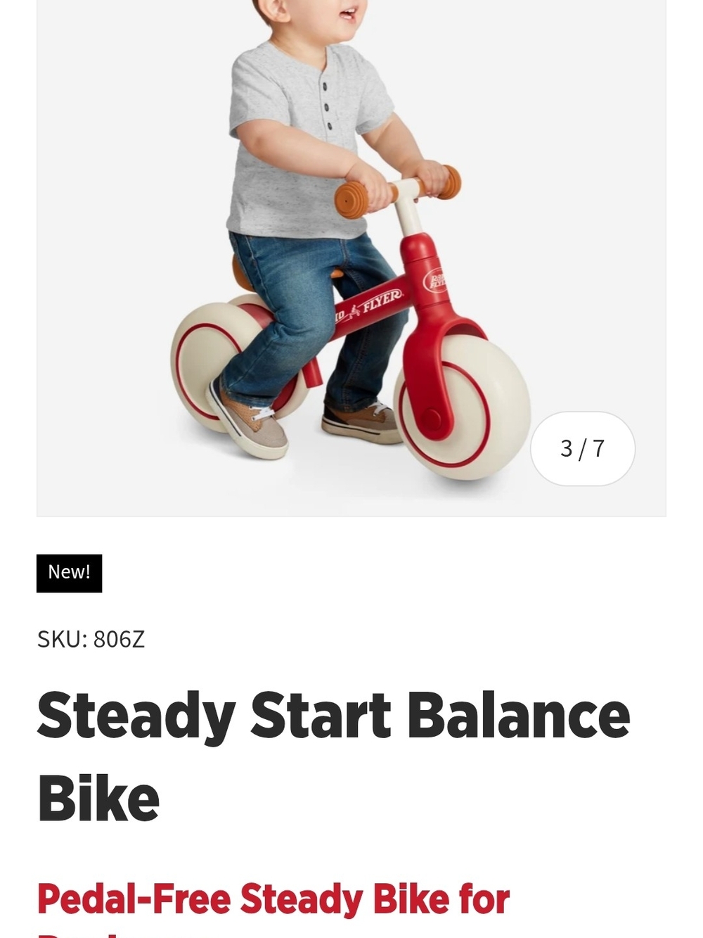 Steady Start Balance Bike — Red/Cream